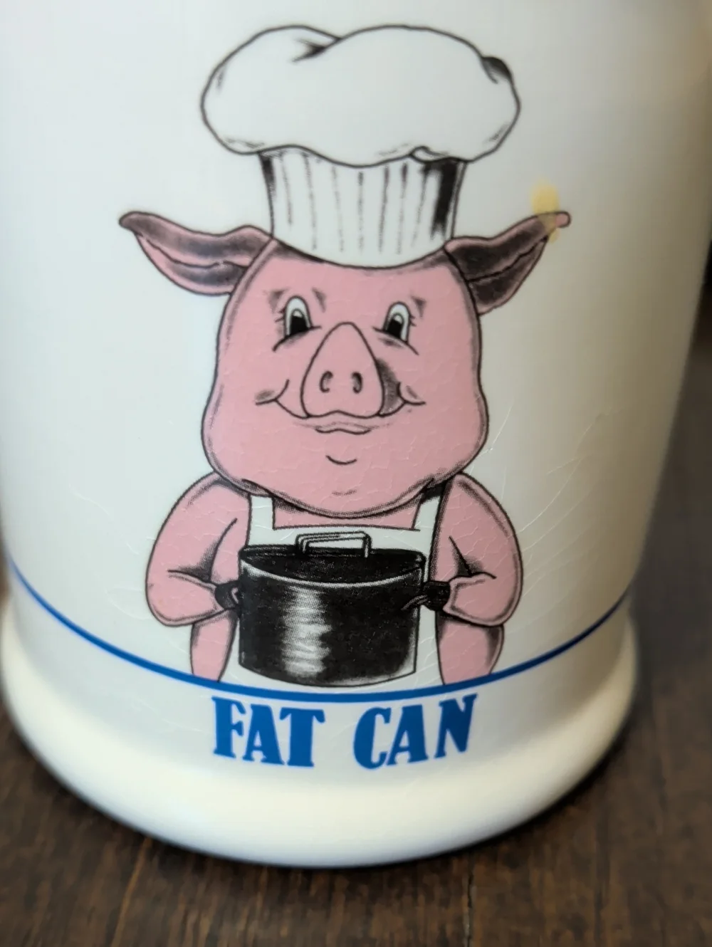 Vintage 1989 Bandwagon Fat Can Ceramic Kitchen Canister